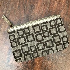 Compact Makeup Bag – Brown & Beige Cosmetic Pouch – 7" x 4.5"